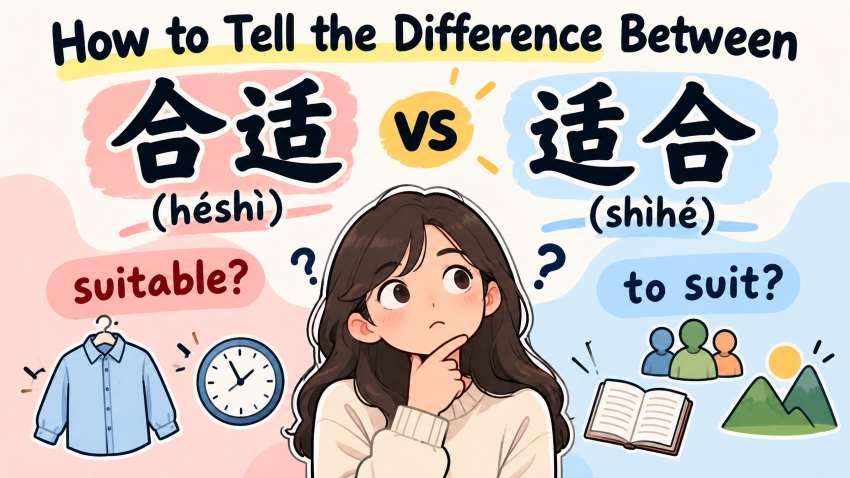 How to tell the difference between 合适 (héshì) and 适合 (shìhé) in Chinese