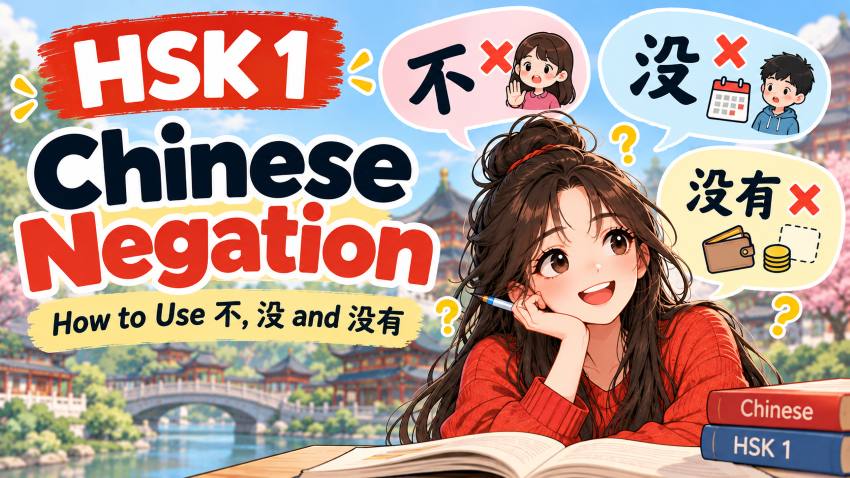 Chinese Negation (HSK 1): How to Use 不, 没, and 没有